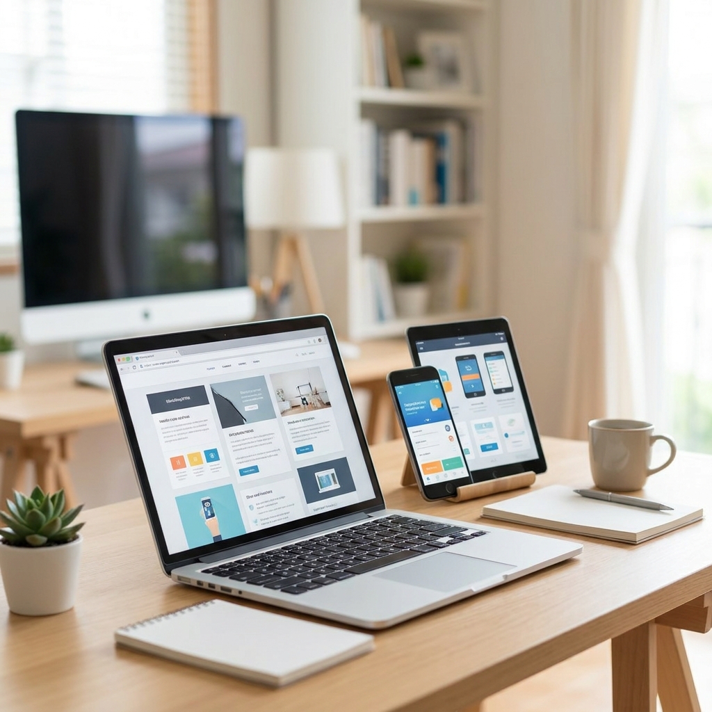 Website design displayed on a desktop monitor